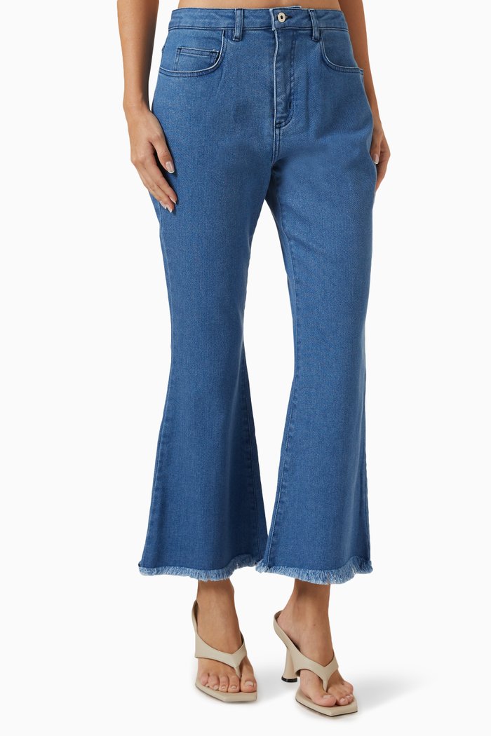 

Capri Flared Jeans in Denim, Blue