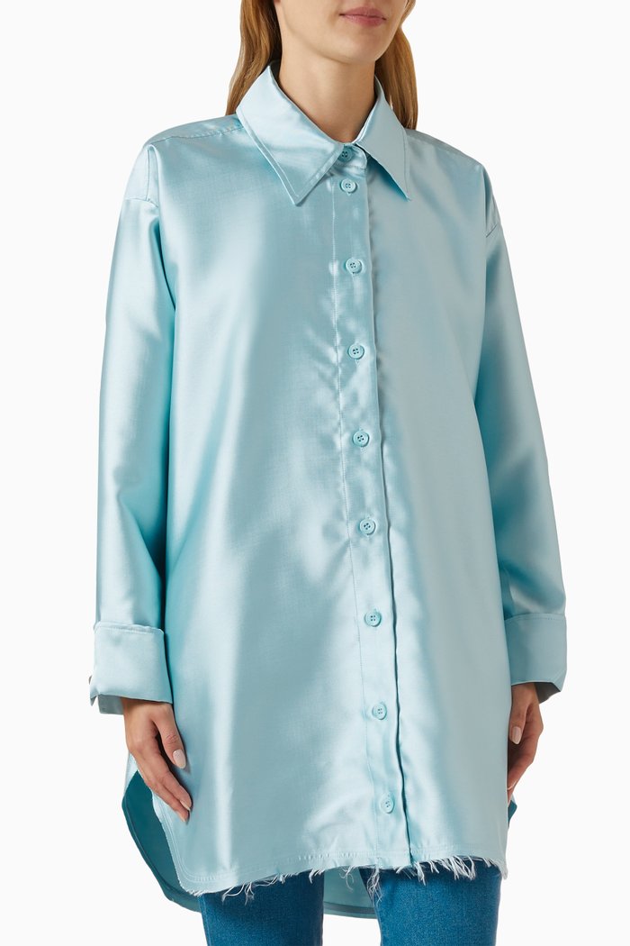 

Oversized Shirt in Mikado Satin, Blue