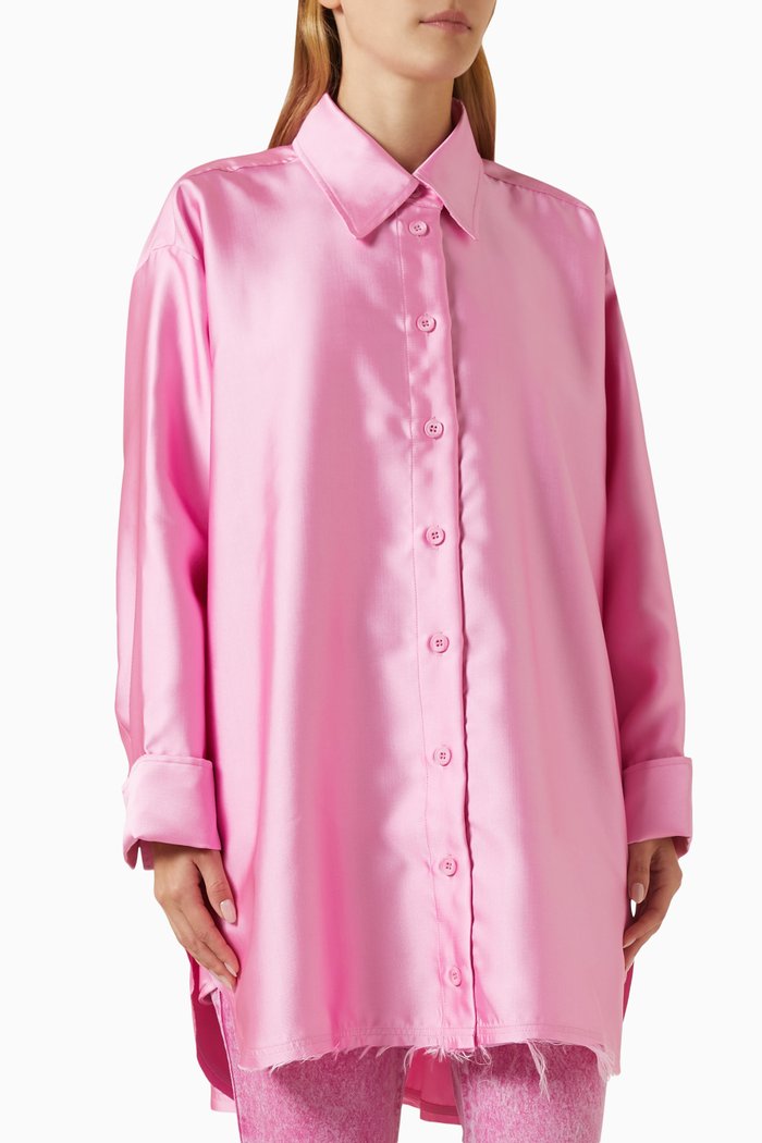 

Oversized Shirt in Mikado Satin, Pink
