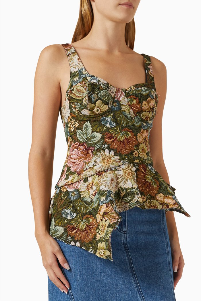 

Brocade Peplum Corset Top, Multicolour