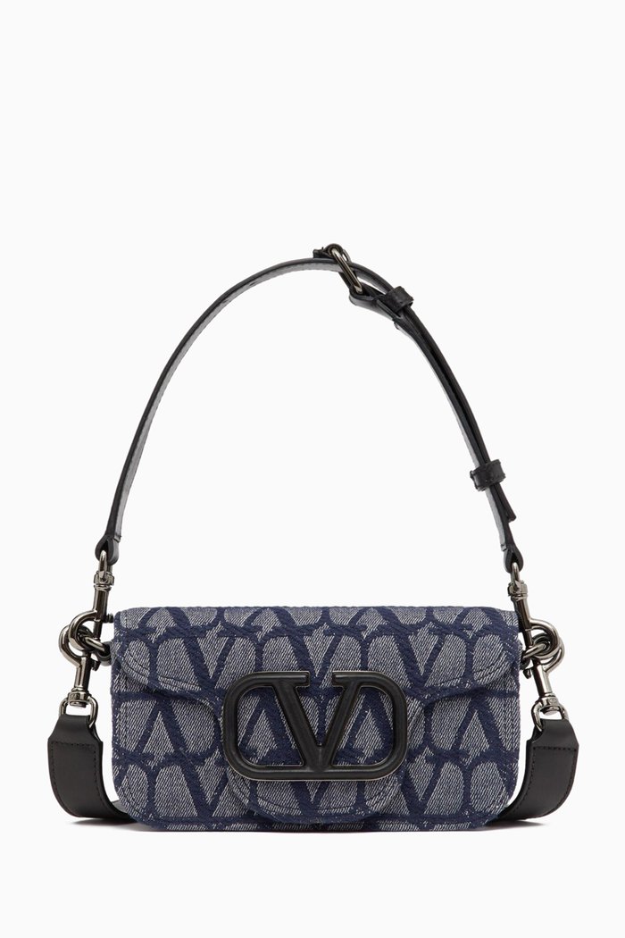 

Valentino Garavani Mini Locò Shoulder Bag in Toile Iconographe Jacquard, Blue