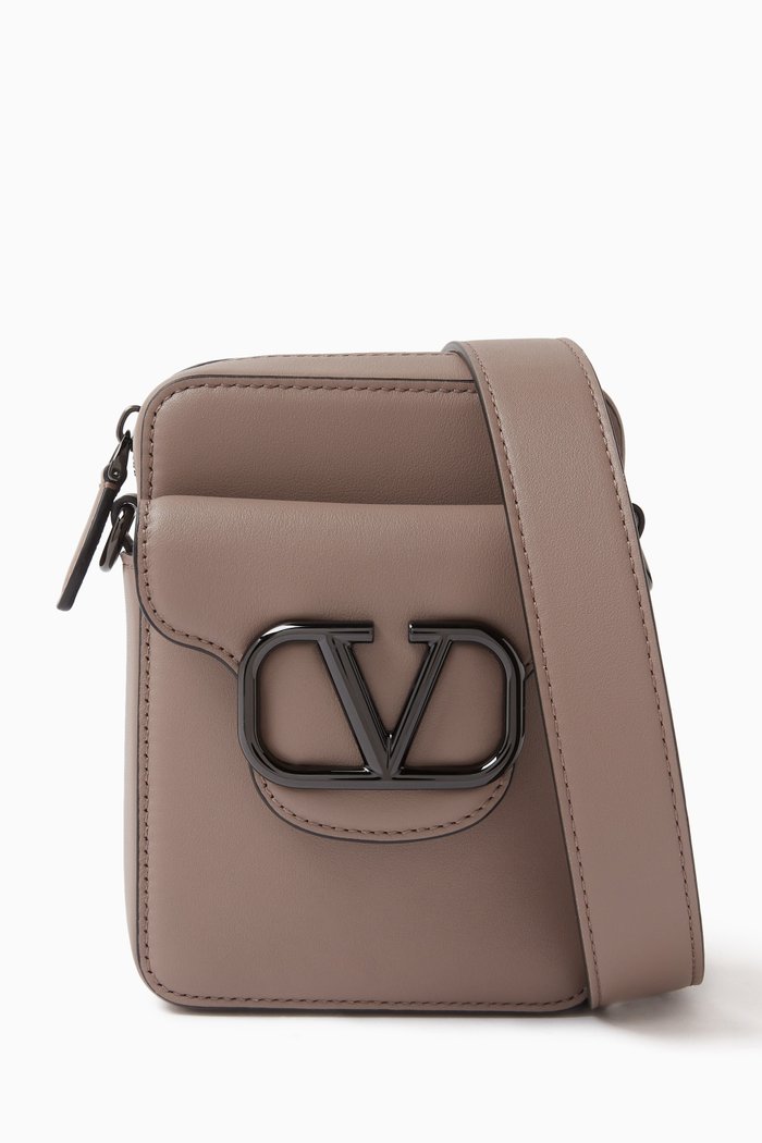 

Valentino Garavani Mini Locò Shoulder Bag in Leather, Neutral