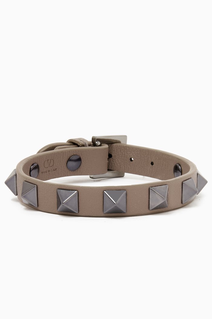 

Valentino Garavani Rockstud Bracelet in Calfskin, Neutral