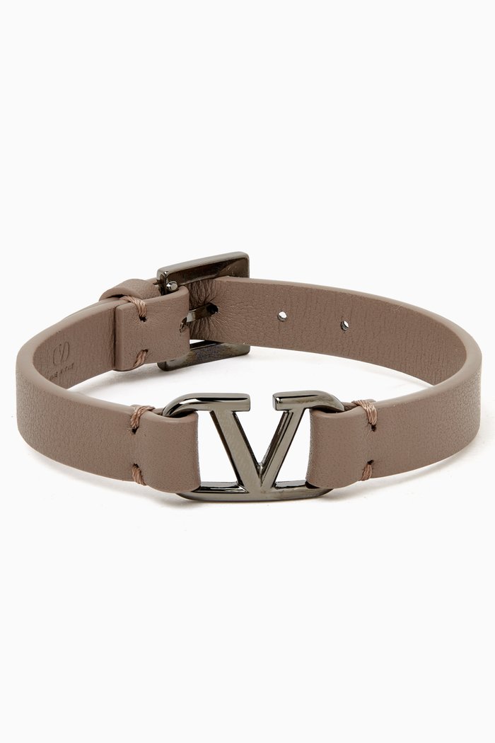 

Valentino Garavani VLOGO Bracelet in Leather, Neutral