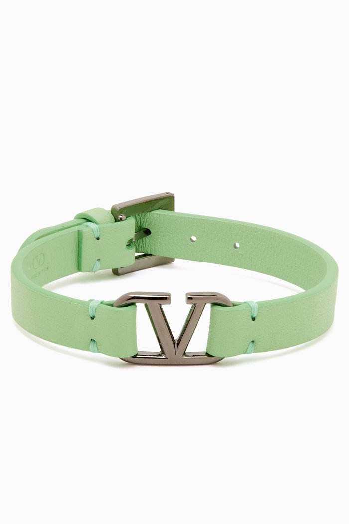 

Valentino Garavani VLOGO Bracelet in Leather, Green