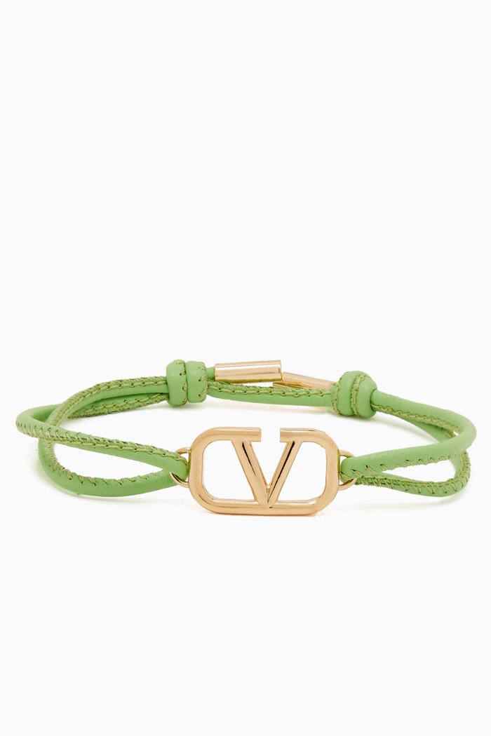 

Valentino Garavani VLOGO Signature Bracelet in Leather, Green