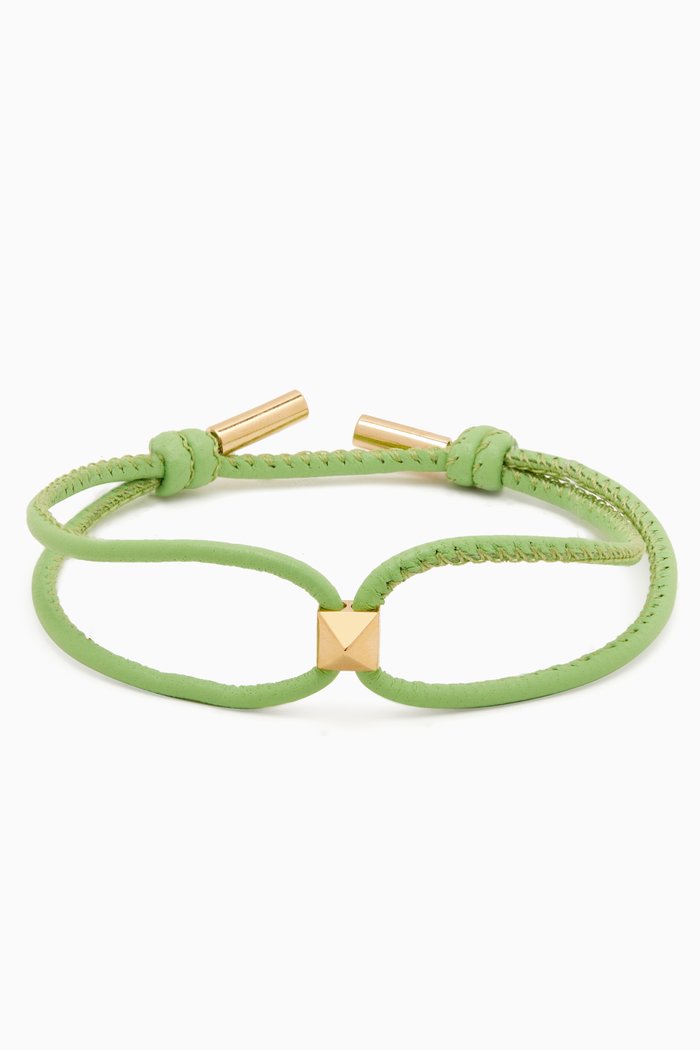 

Valentino Garavani Rockstud Bracelet in Leather, Green