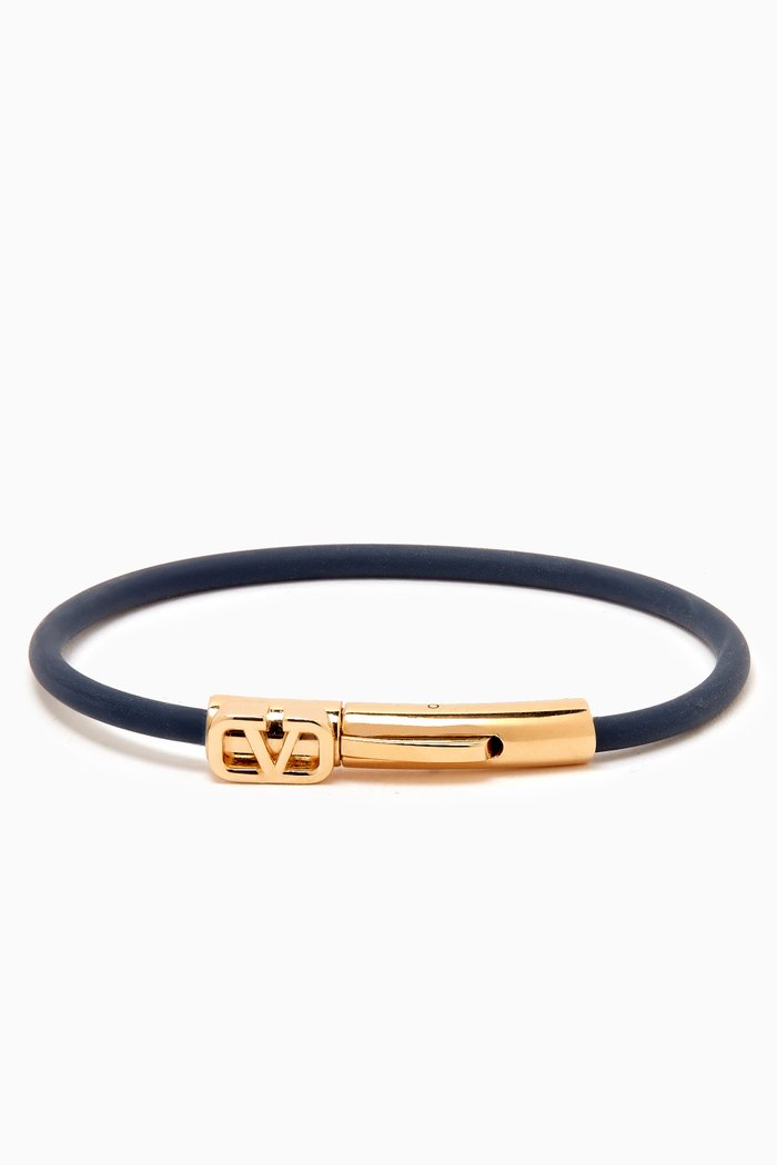 

Valentino Garavani VLOGO Cord Bracelet in Plated Metal, Blue