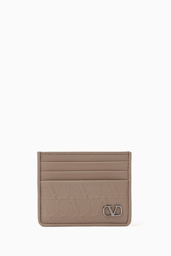 

Valentino Garavani VLOGO Signature Card Holder in Toile Iconographe Calfskin, Neutral