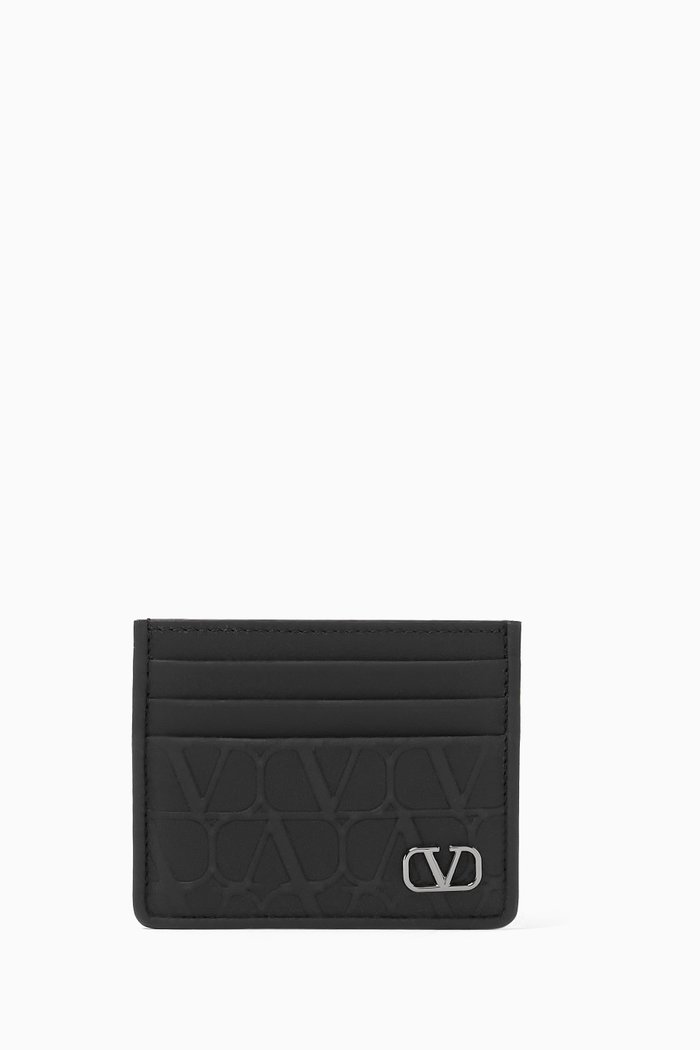 

Valentino Garavani VLOGO Signature Card Holder in Toile Iconographe Calfskin, Black