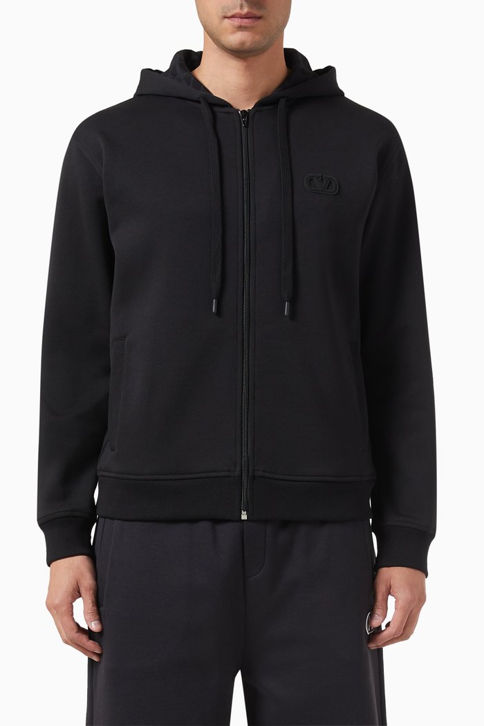 

Valentino Garavani Toile Iconographe Hoodie in Cotton-blend, Black