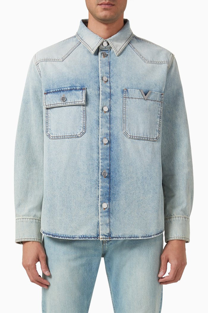 

Valentino Garavani Shirt in Washed Denim, Blue