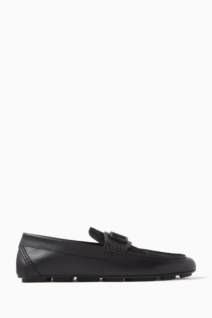 

Valentino Garavani VLOGO Signature Driver Shoes in Leather, Black