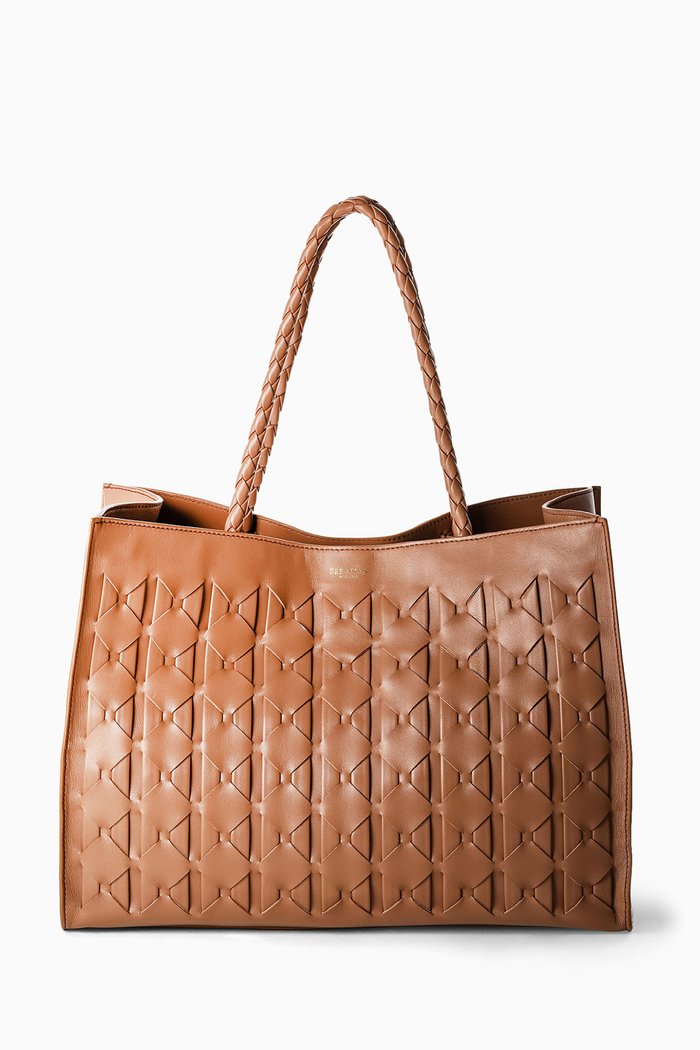 

1928 Soft Tote Bag in Mosaico Leather, Brown