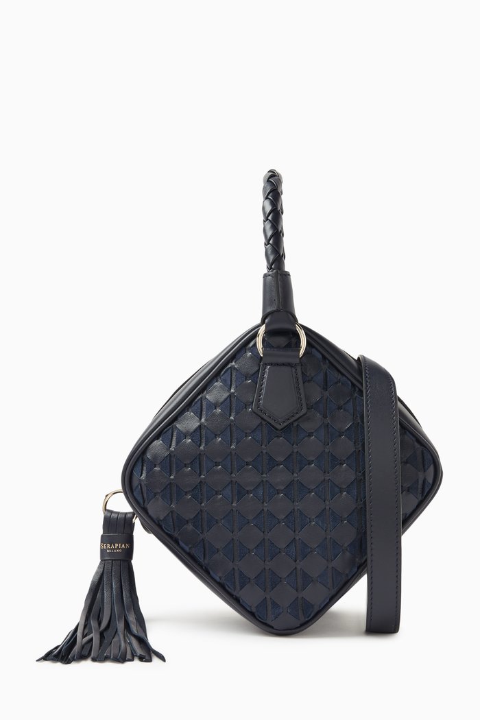 

Petra Geometric Handbag In Mosaico Nappa, Blue