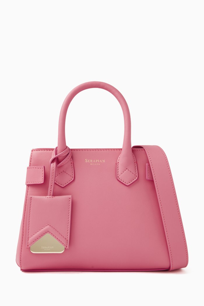 

Mini Meliné Tote Bag in Seta Leather, Pink