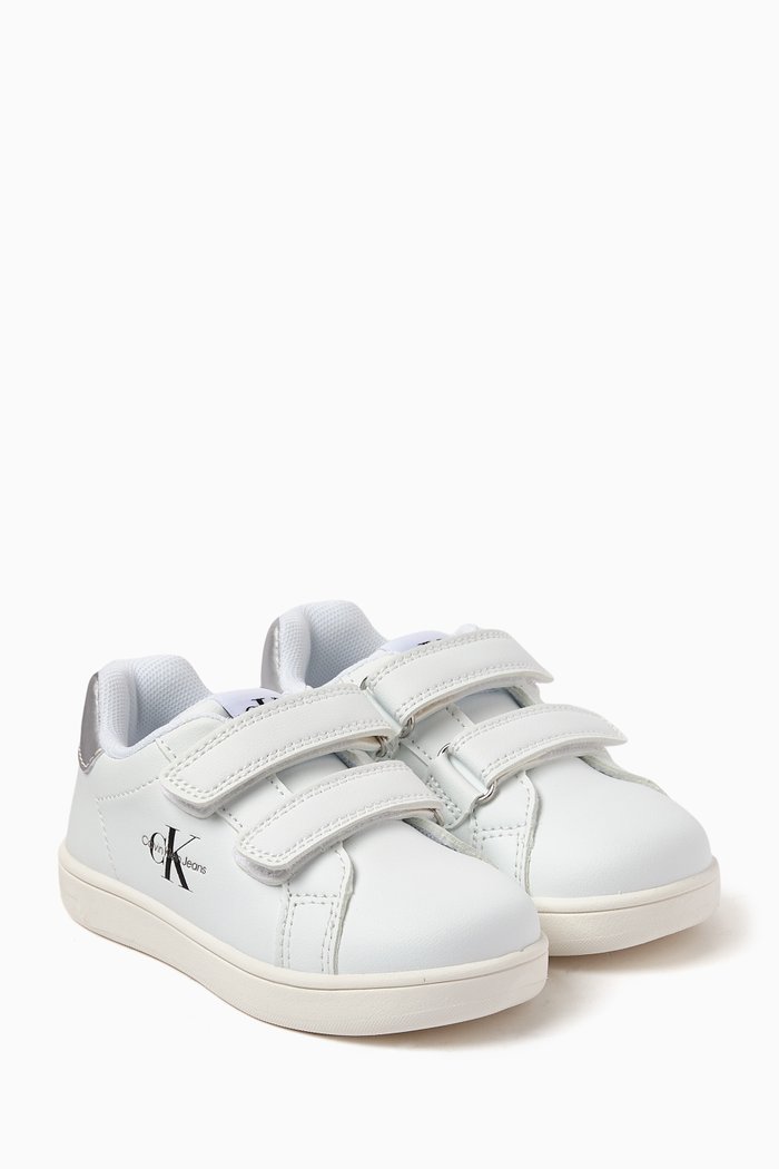 

Logo Velcro Sneakers in Faux-leather, White