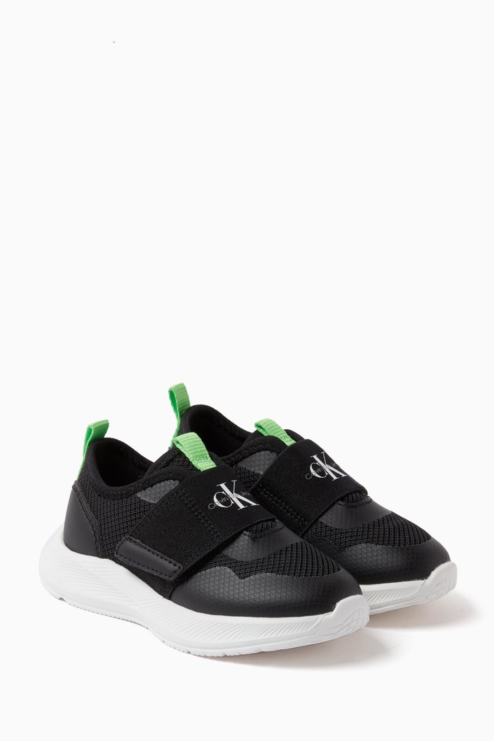 

Logo Velcro Sneakers in Mesh, Black