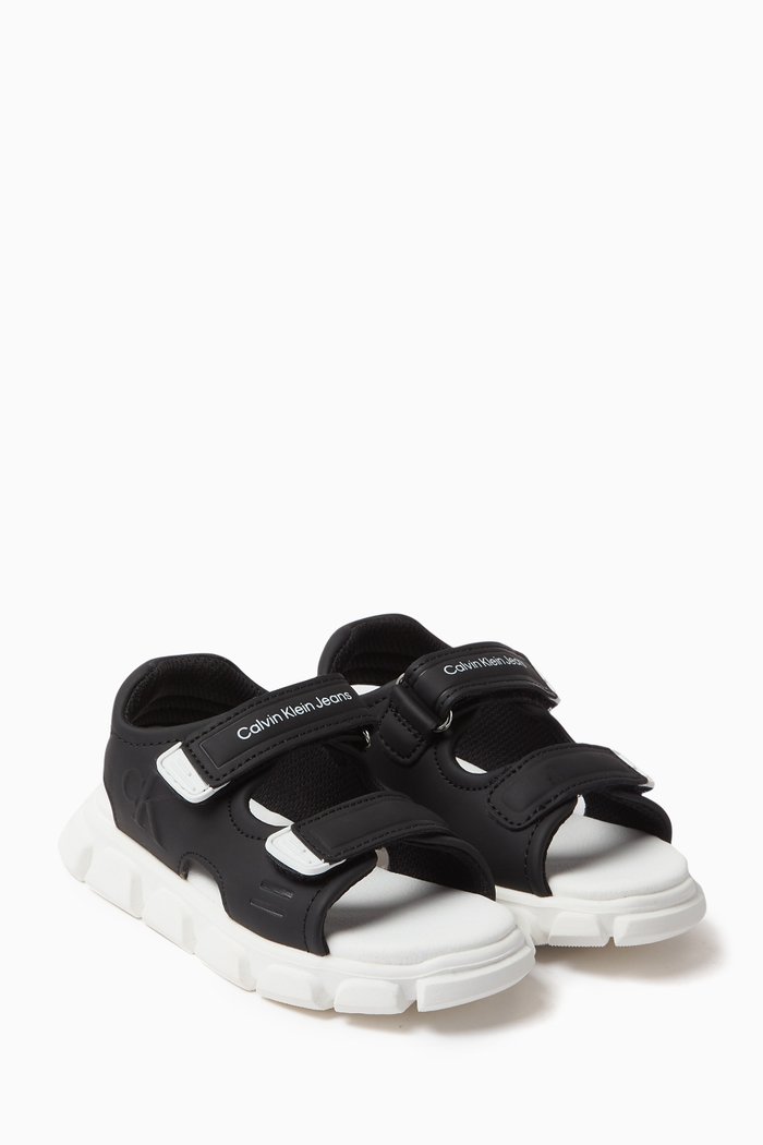 

Logo Velcro Sandals in Rubber, Black