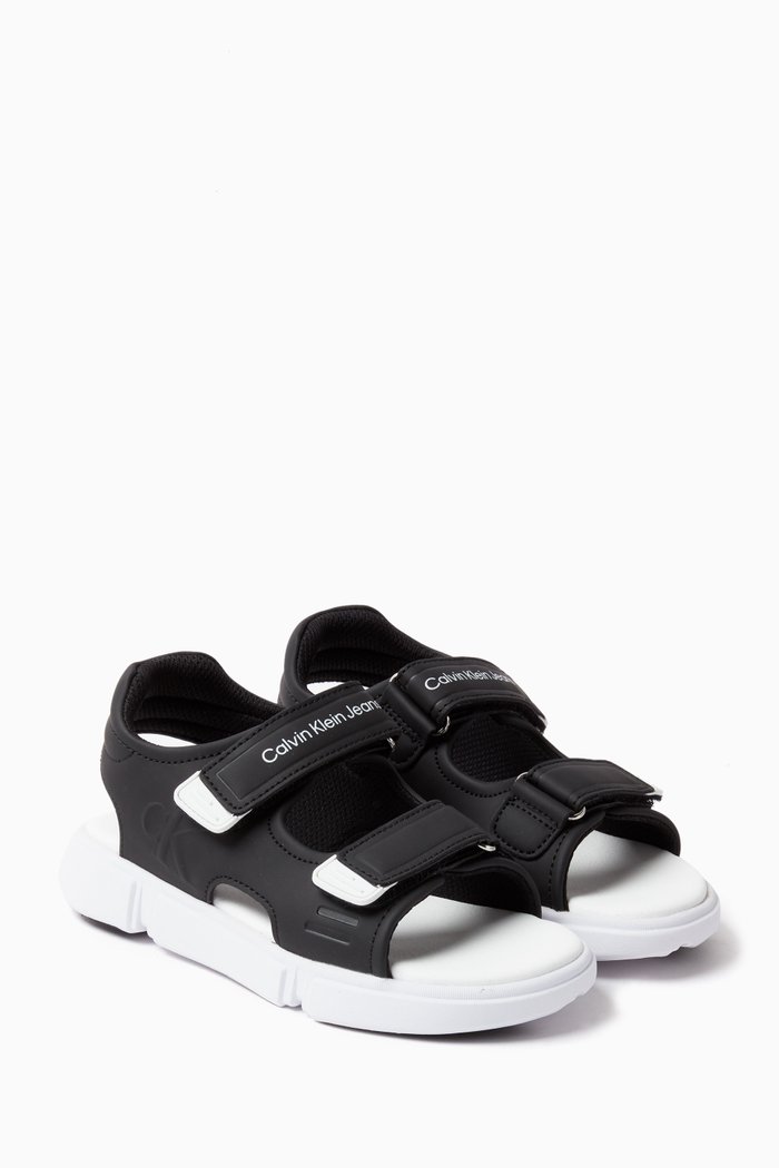 

Logo Velcro Sandals in Rubber, Black