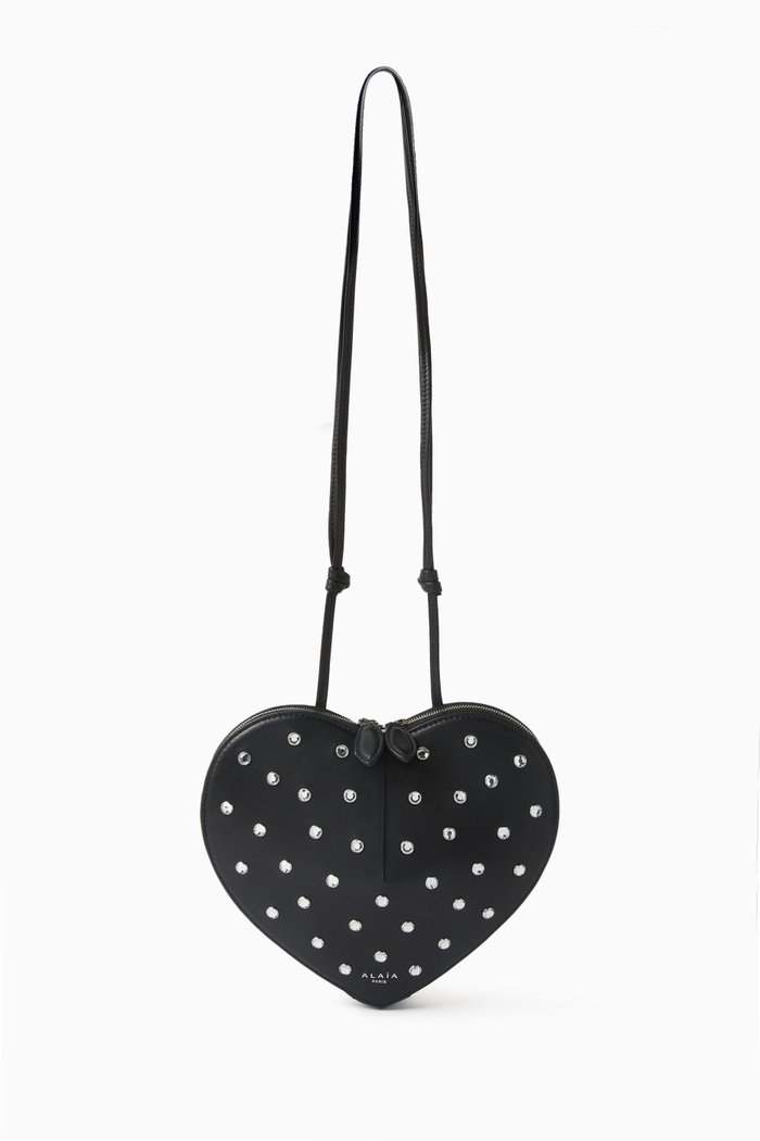 

Le Coeur Embellished Crossbody Bag In Nappa, Black