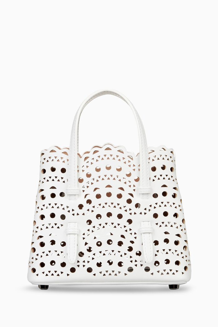 

Mina 16 Tote Bag in Vienne Wave Calfskin, White