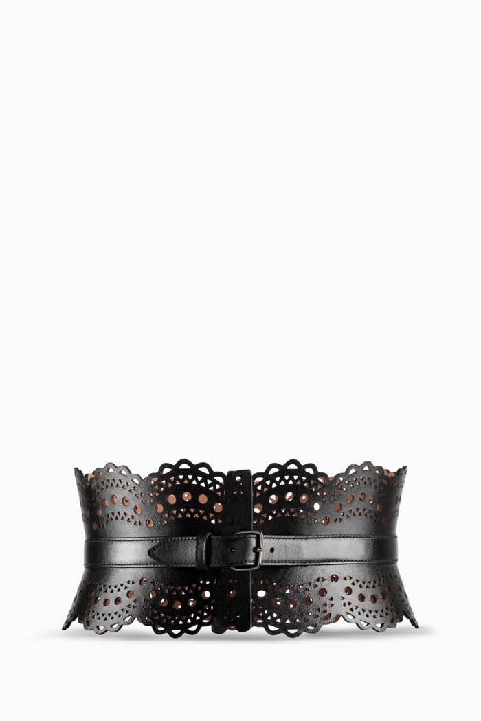 

Bustier 120 Belt in Vienne Wave Calfskin, Black