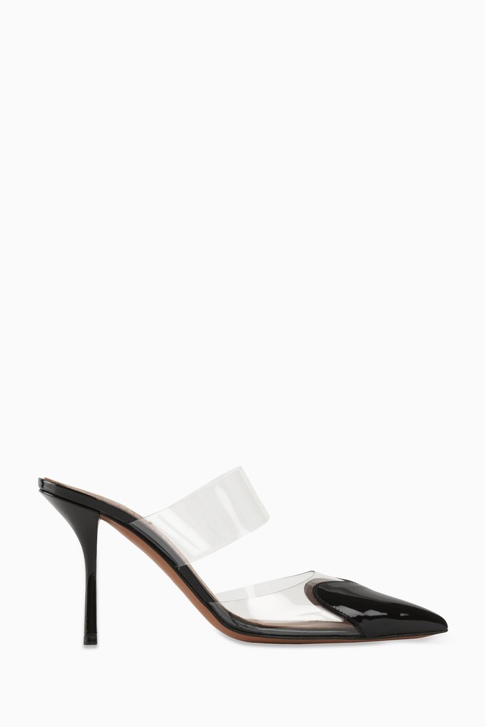 Heart 90 Mules in Patent Leather, Black