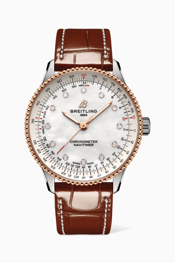 

Navitimer Automatic Diamond, 18kt Red Gold & Leather Watch, 36mm, White