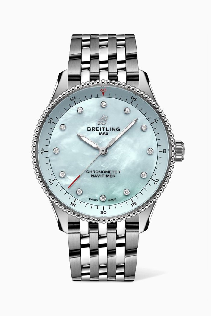 

Navitimer Quartz Diamond Stainless Steel Watch, 32mm, Blue