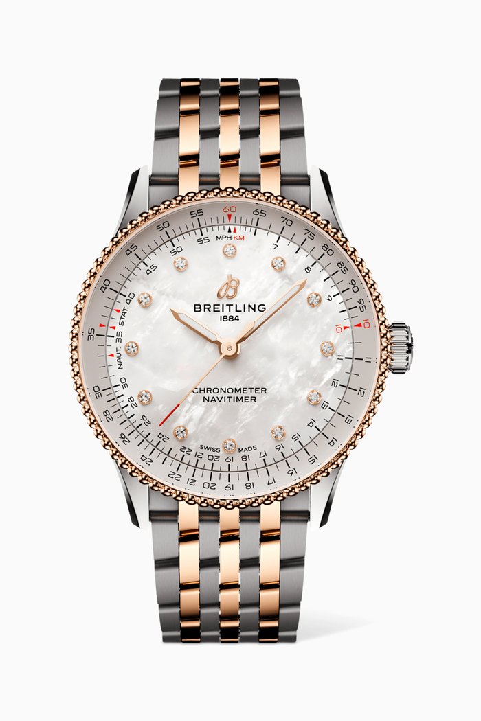 

Navitimer Automatic Diamond 18kt Red Gold & Stainless Steel Watch, 36mm, White