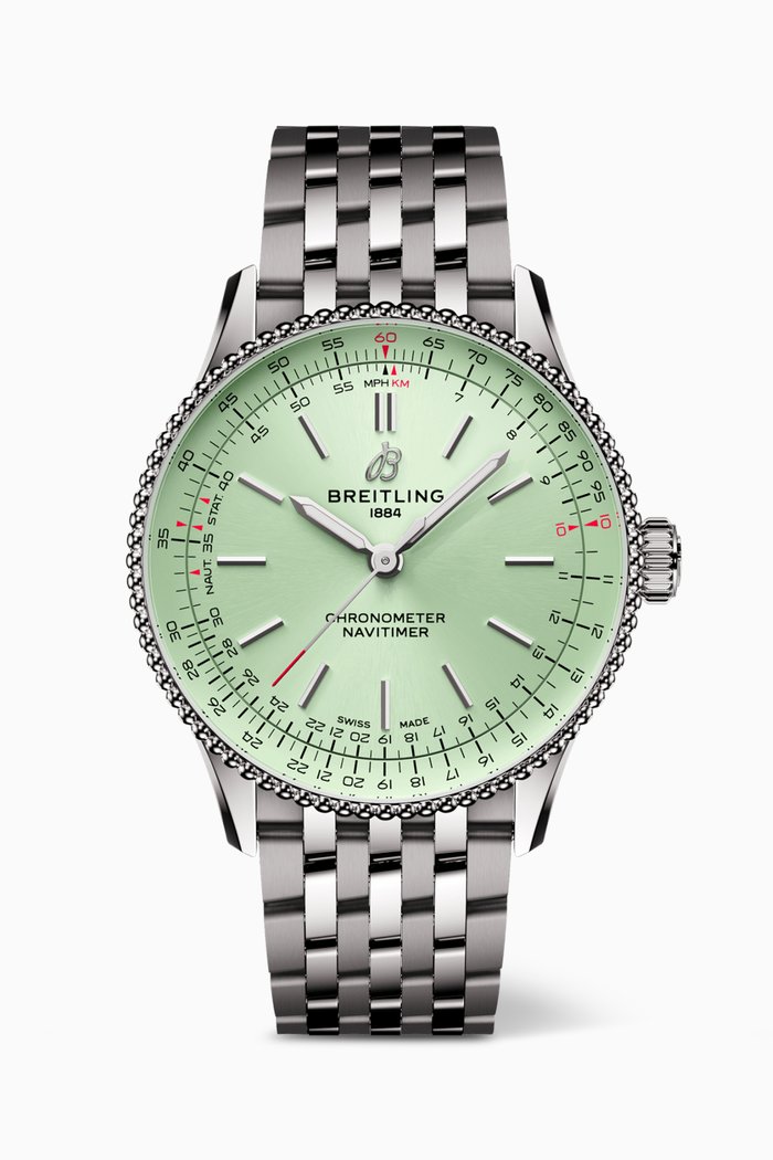 

Navitimer Automatic Stainless Steel Watch, 36mm, Green