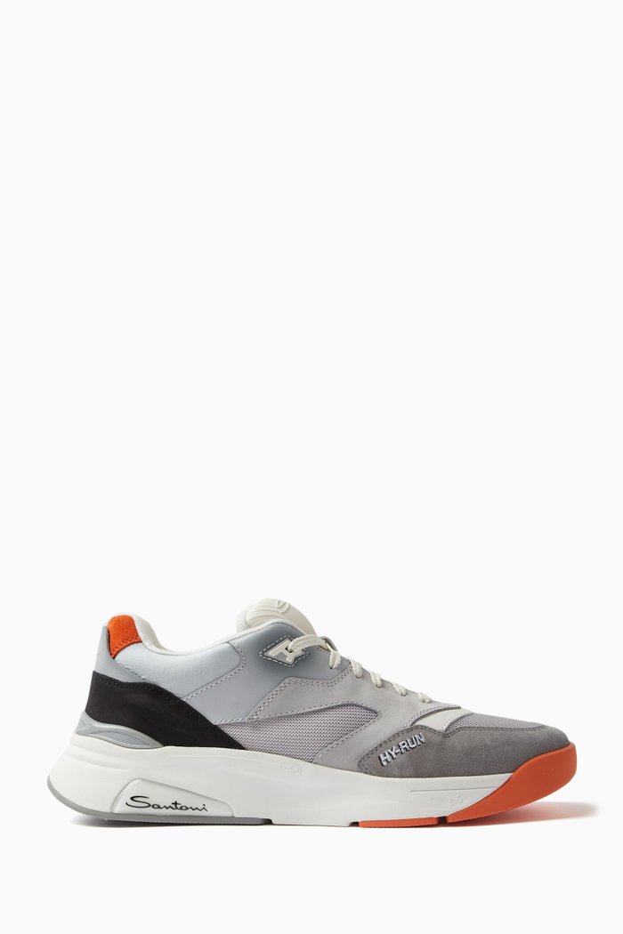 

Hy-run Low-top Sneakers in Mesh-knit & Suede, Grey