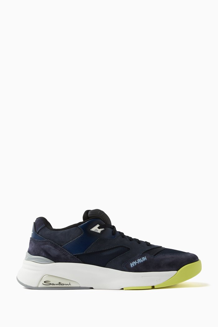 

Hy-run Low-top Sneakers in Mesh-knit & Suede, Blue