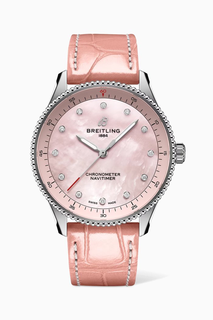 

Navitimer Quartz Diamond Stainless Steel Watch, 32mm, Pink