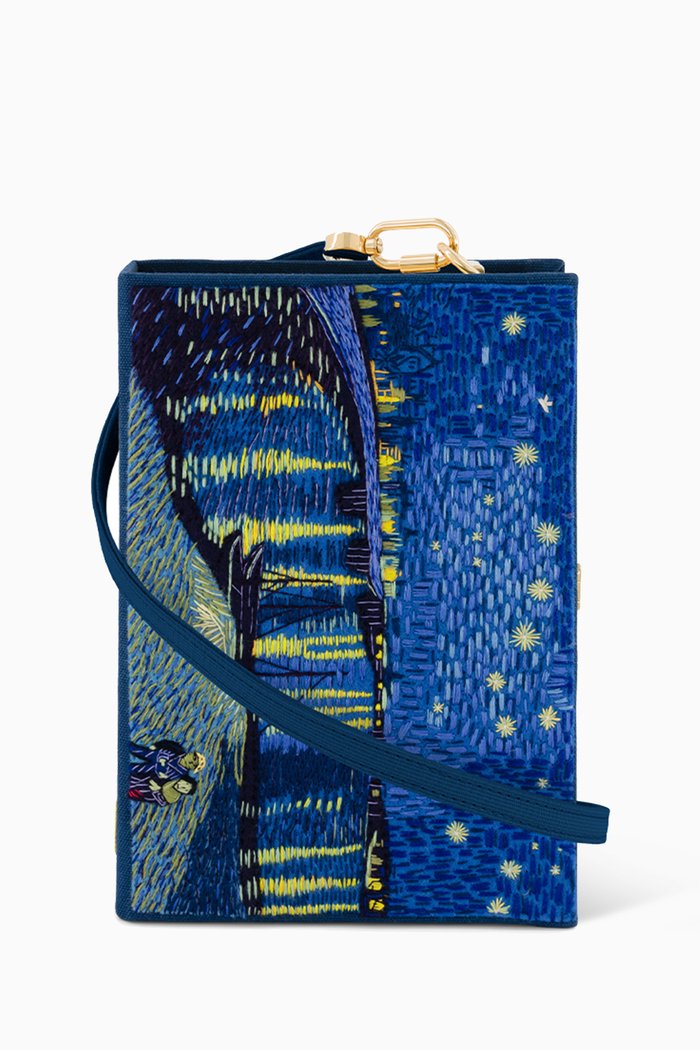 

Starry Night Van Gogh Clutch in Felt, Blue