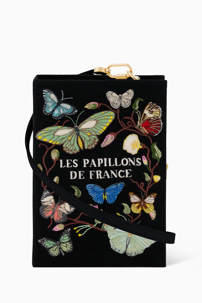 

Les Papillons De France Clutch in Felt, Black