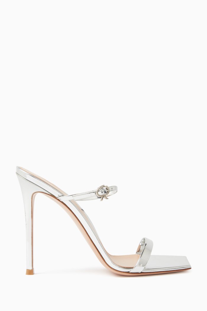 105 Slip-on Mules in Metallic Leather, Silver