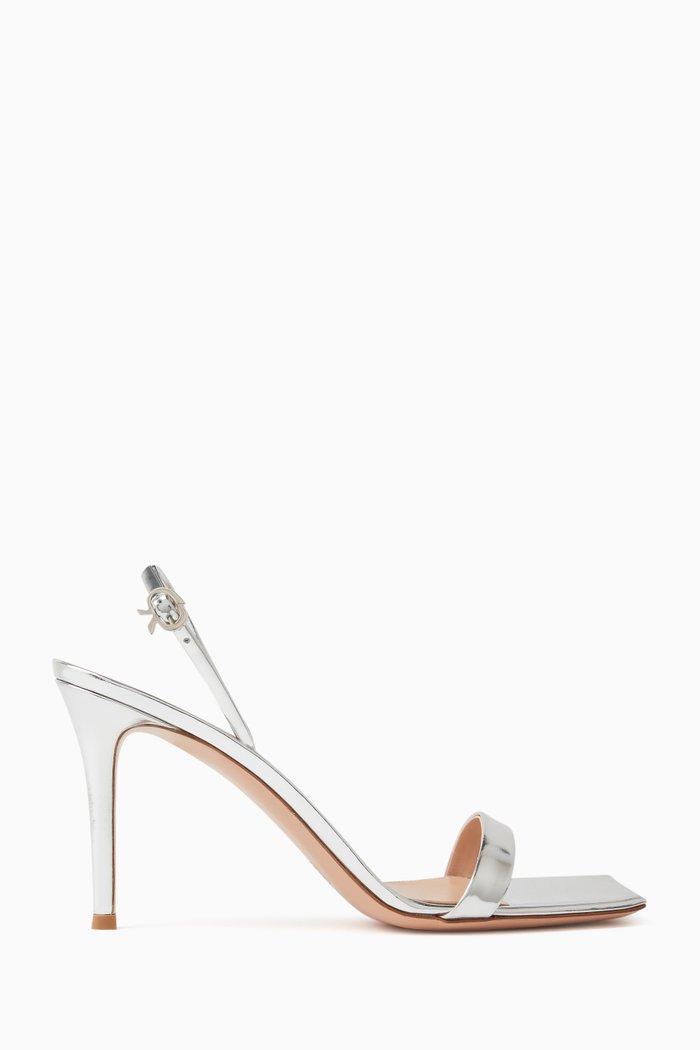 

Ribbon 85 Slingback Sandals in Leather, Silver