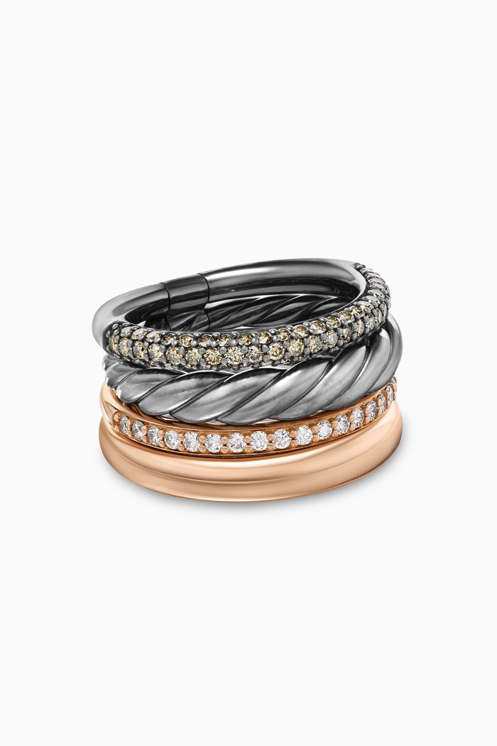 

DY Mercer™ Melange Multi Row Ring in Sterling Silver, Gold