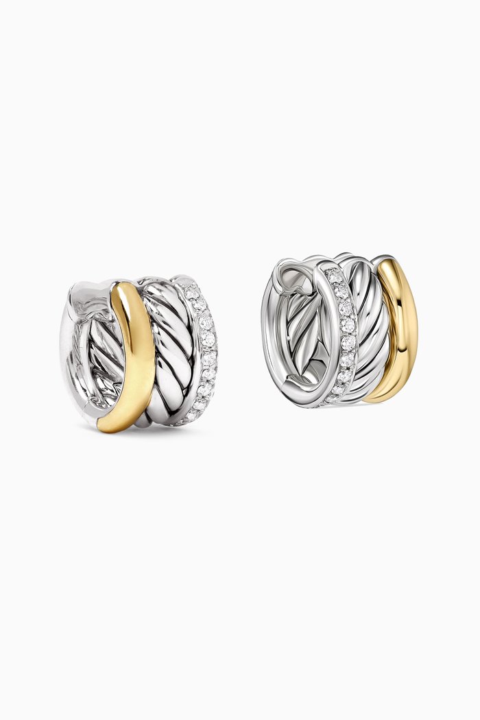 

DY Mercer™ Diamond Huggie Earrings in Sterling Silver & 18kt Gold