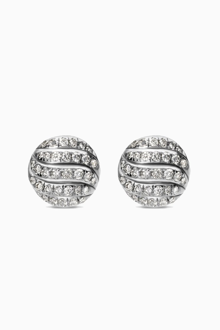 Sculpted Cable Diamond Stud Earrings in Sterling Silver