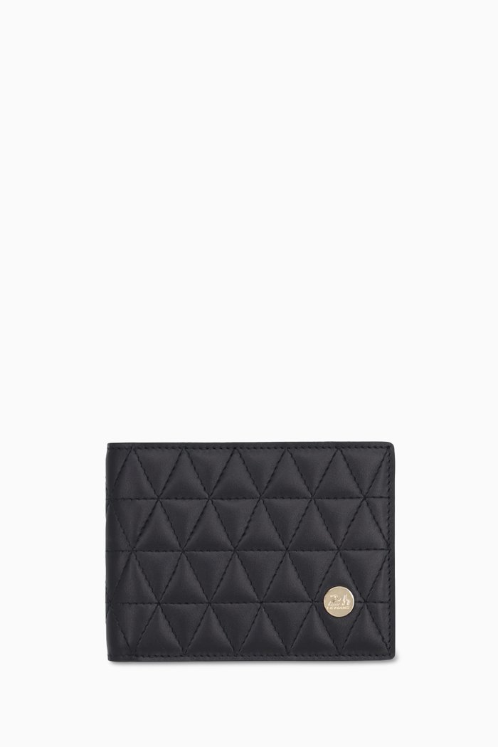 24h Du Mans Wallet in Quilted Velvet & Leather, Black
