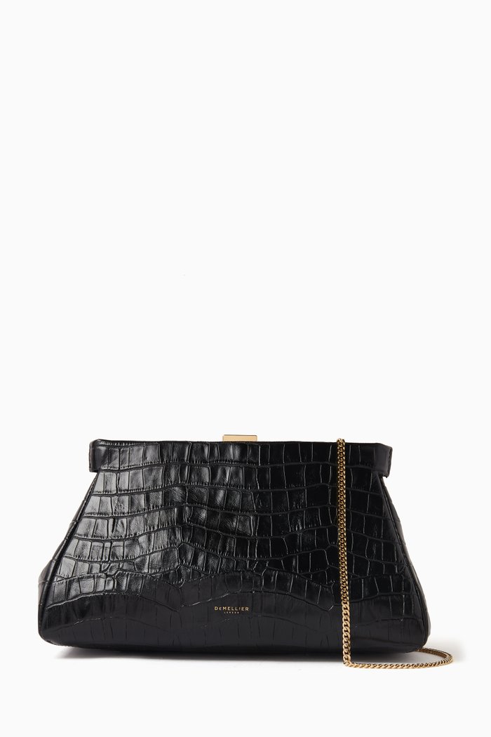 

The Cannes Clutch in Croc-embossed Leather, Black