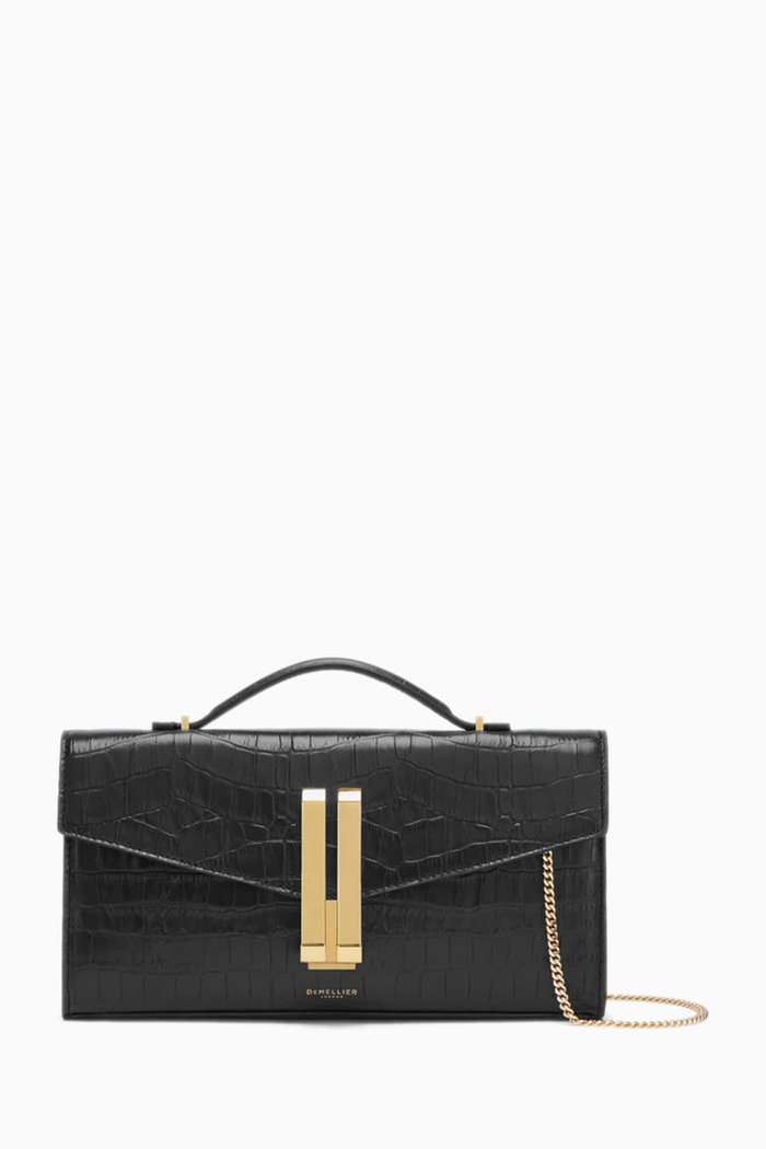 

The Vancouver Clutch in Croc-embossed Leather, Black