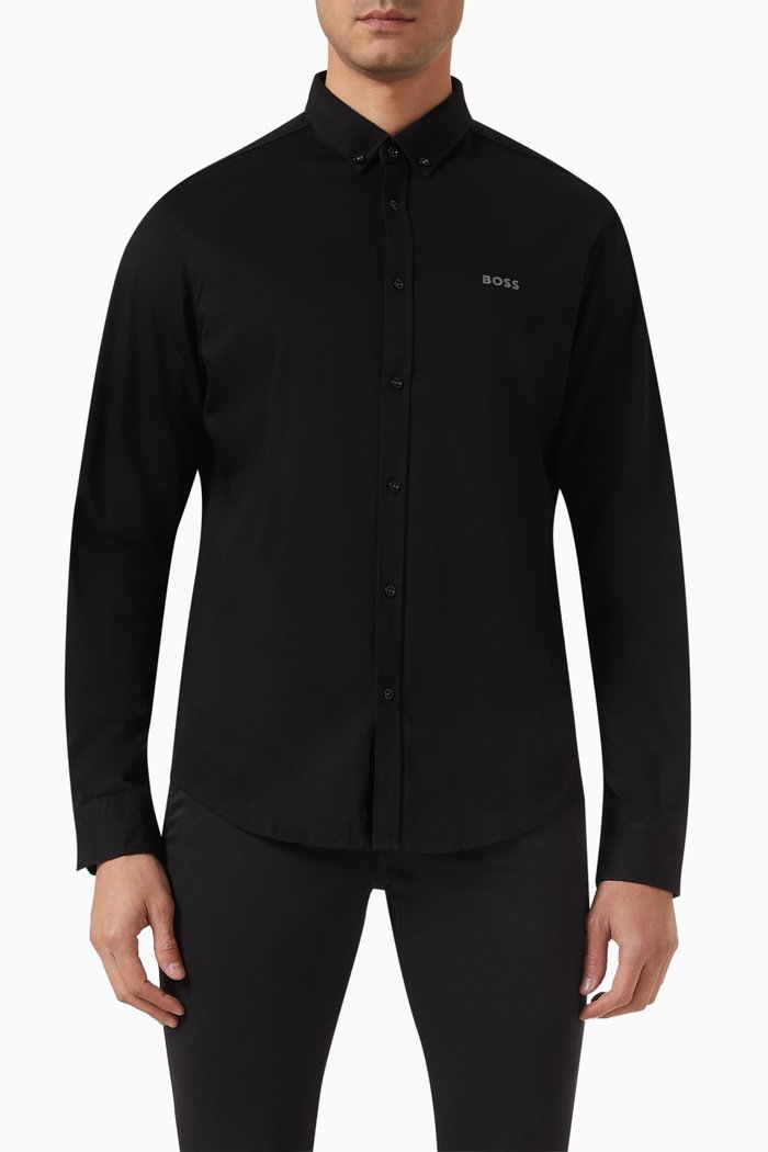 

Regular-fit Shirt in Cotton-piqué, Black