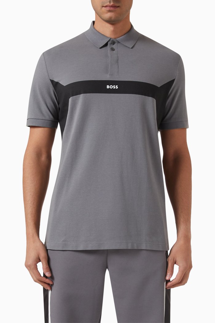

Paddy 2 Colour-blocked Polo Shirt in Cotton-piqué, Grey