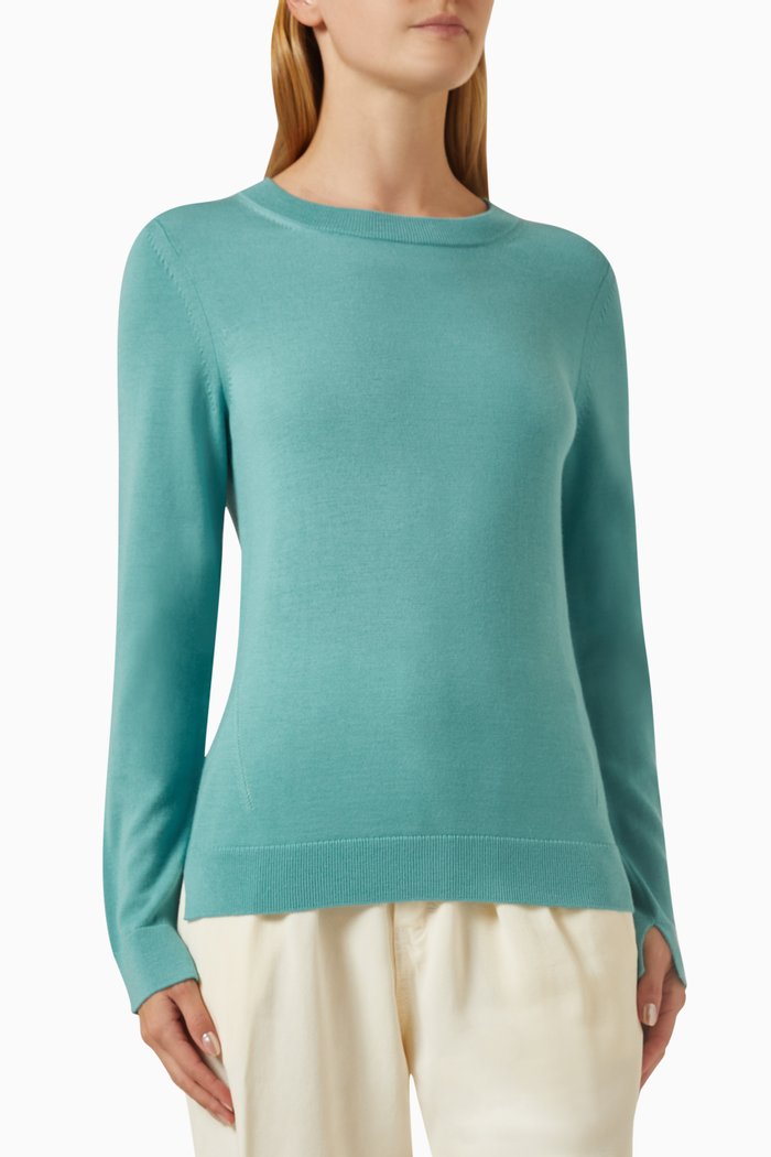 

Crewneck Sweater in Merino Wool, Blue