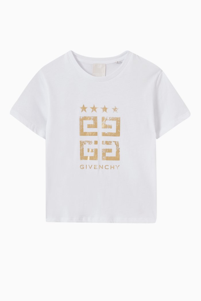 Metallic 4G T-shirt in Organic Cotton Jersey, White
