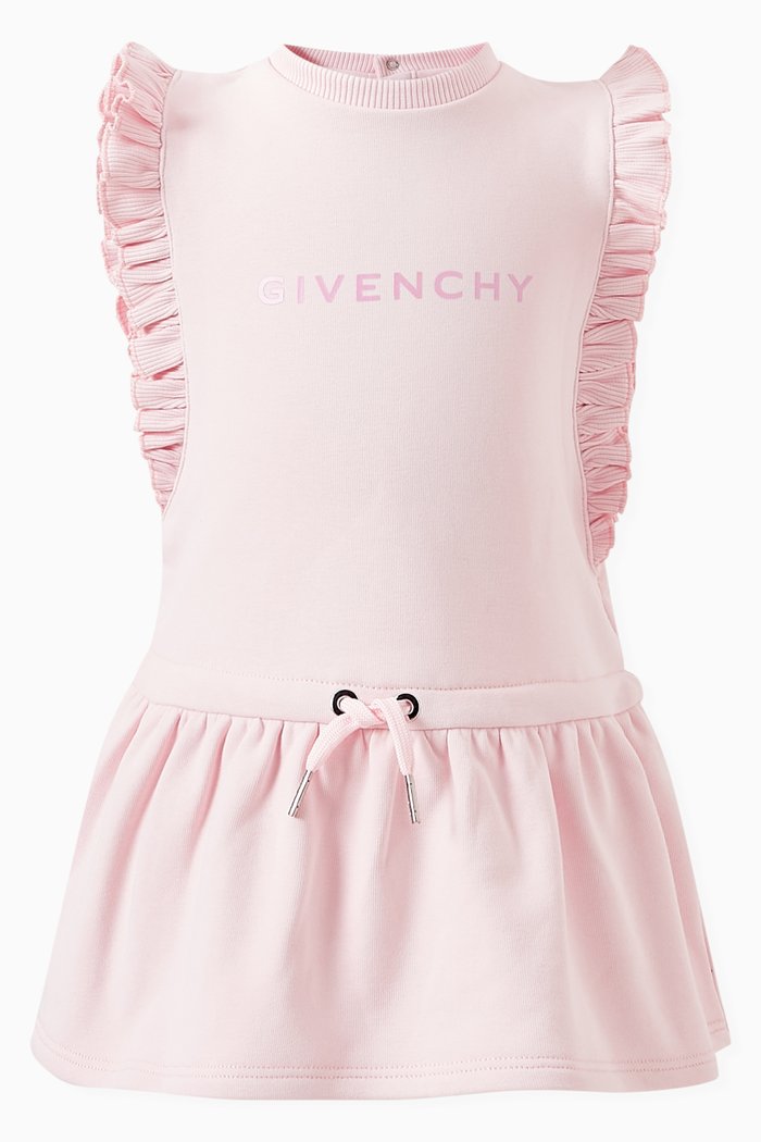 

Ruffle-sleeve Dress in Cotton Blend, Pink